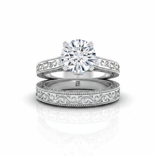 The Stella Matching Wedding Band, Round in 18K White Gold