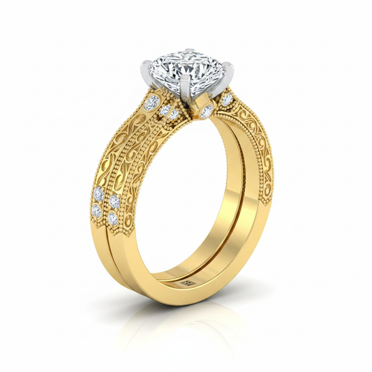 The Stella Matching Wedding Band, Cushion in 18K Yellow Gold