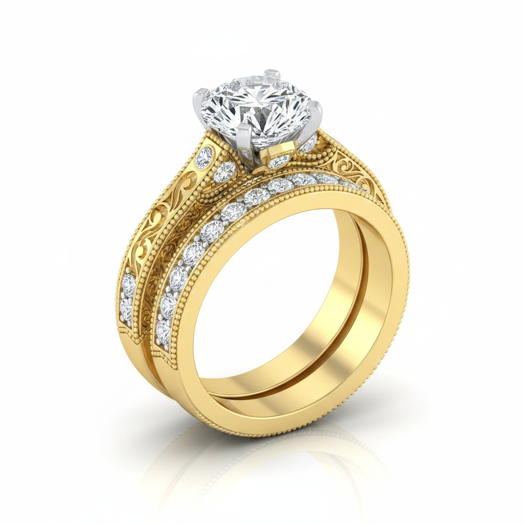 The Stella Matching Wedding Band, Round in 18K Yellow Gold