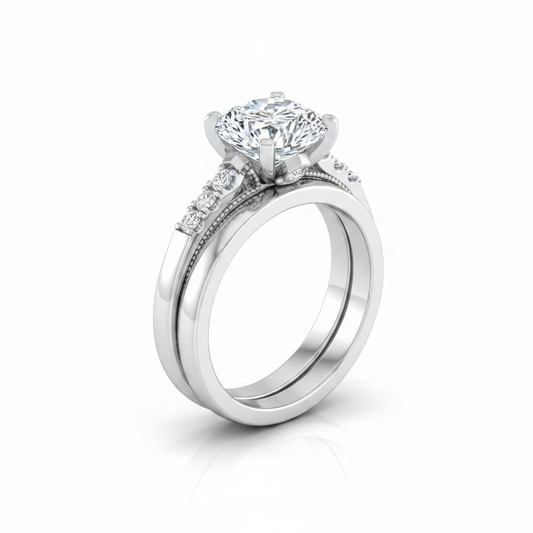 The Stella Matching Wedding Band, Cushion in Platinum