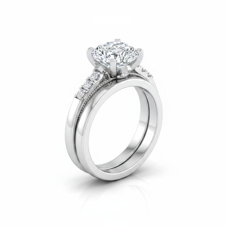 The Stella Matching Wedding Band, Cushion in Platinum | RockHer