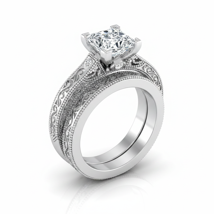The Stella Matching Wedding Band, Princess in Platinum | RockHer