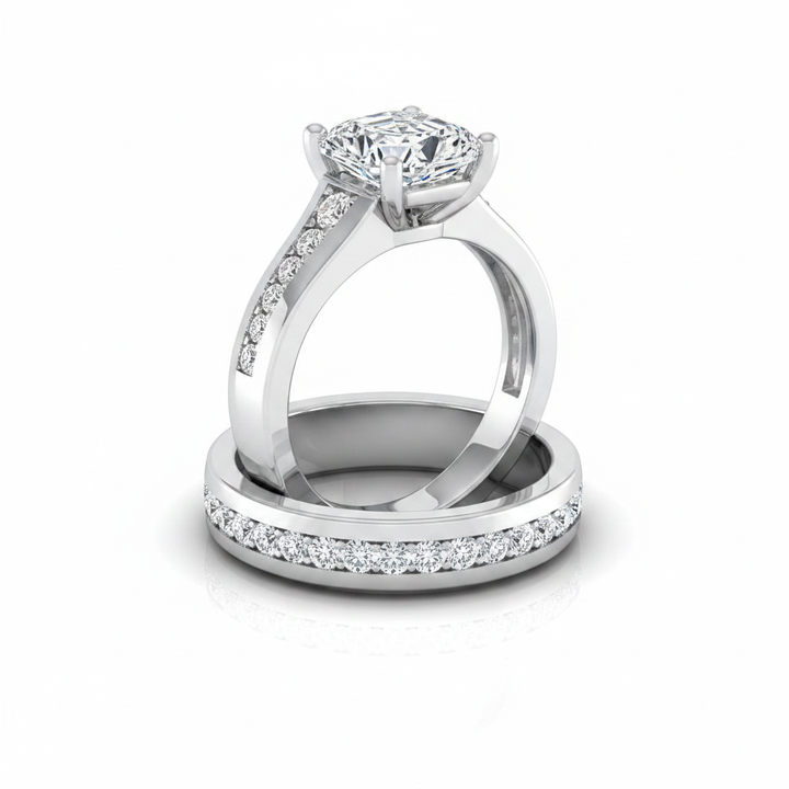 The Stevie Matching Wedding Band, Asscher in 18K White Gold