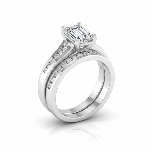 The Stevie Matching Wedding Band, Emerald in 18K White Gold