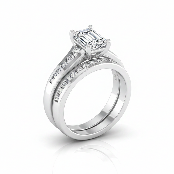 The Stevie Matching Wedding Band, Emerald in 18K White Gold