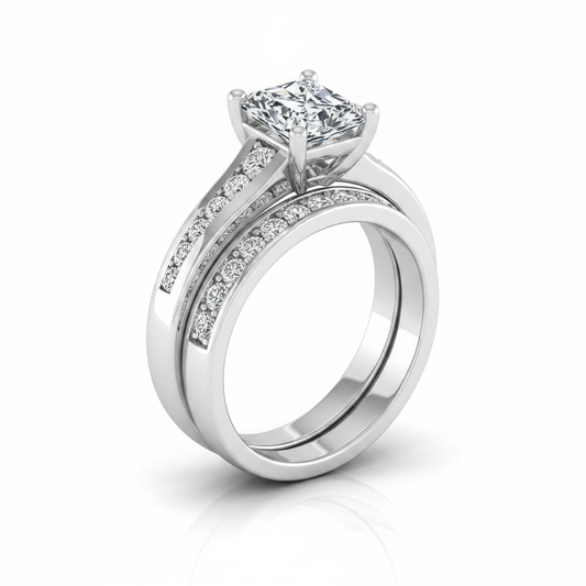 The Stevie Matching Wedding Band, Radiant in 18K White Gold