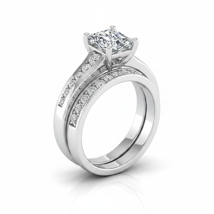 The Stevie Matching Wedding Band, Radiant in 18K White Gold