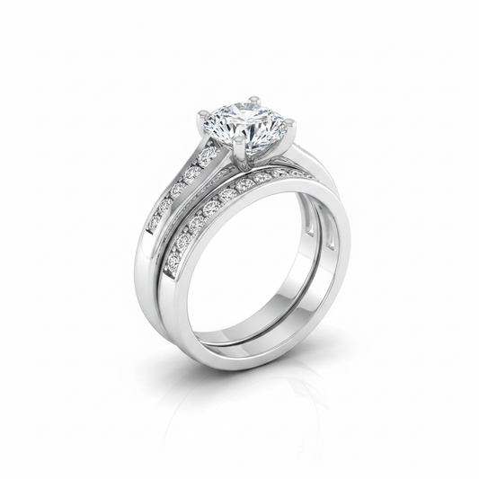 The Stevie Matching Wedding Band, Round in 18K White Gold