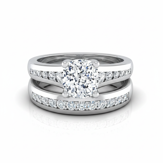 The Stevie Matching Wedding Band, Cushion in Platinum