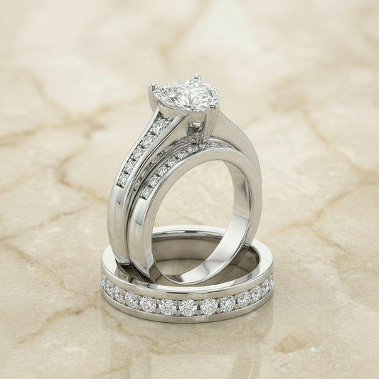 The Stevie Matching Wedding Band, Heart in Platinum