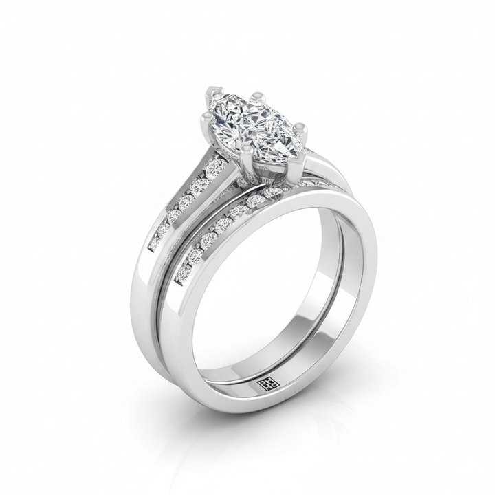 The Stevie Matching Wedding Band, Marquise in Platinum | RockHer