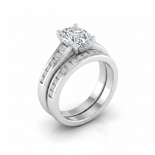The Stevie Matching Wedding Band, Oval in Platinum