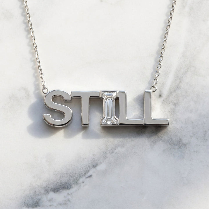 STILL lab-grown diamond letter necklace in 14K White Gold