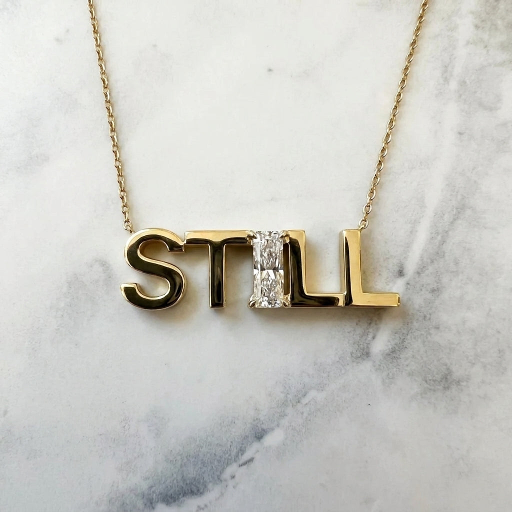STILL lab-grown diamond letter necklace in 14K Yellow Gold