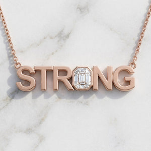 STRONG lab-grown diamond letter necklace in 14K Rose Gold