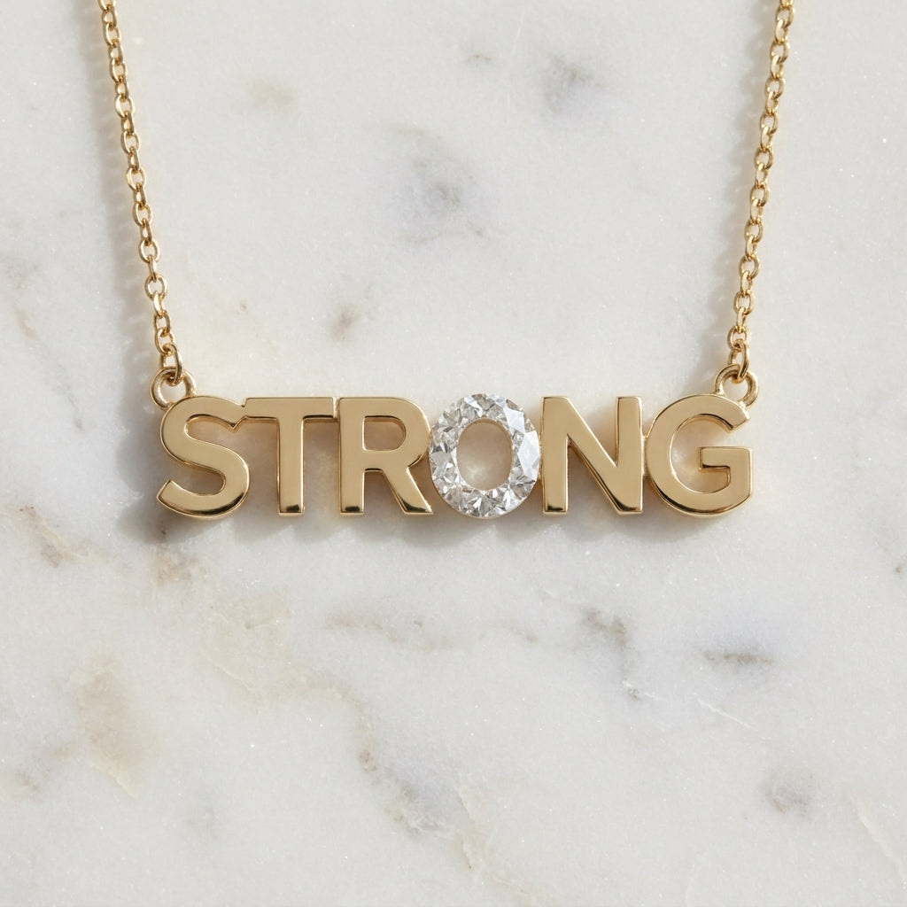 STRONG lab-grown diamond letter necklace in 14K Yellow Gold