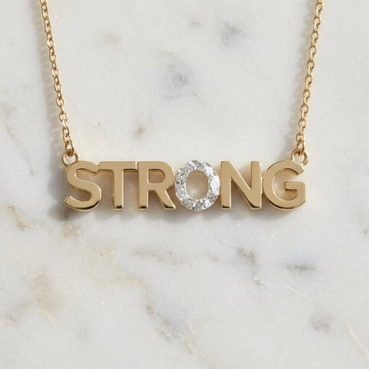 STRONG lab-grown diamond letter necklace in 14K Yellow Gold