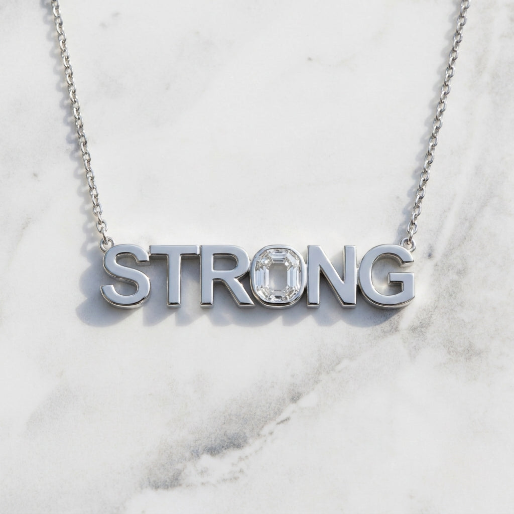 STRONG lab-grown diamond letter necklace in Platinum