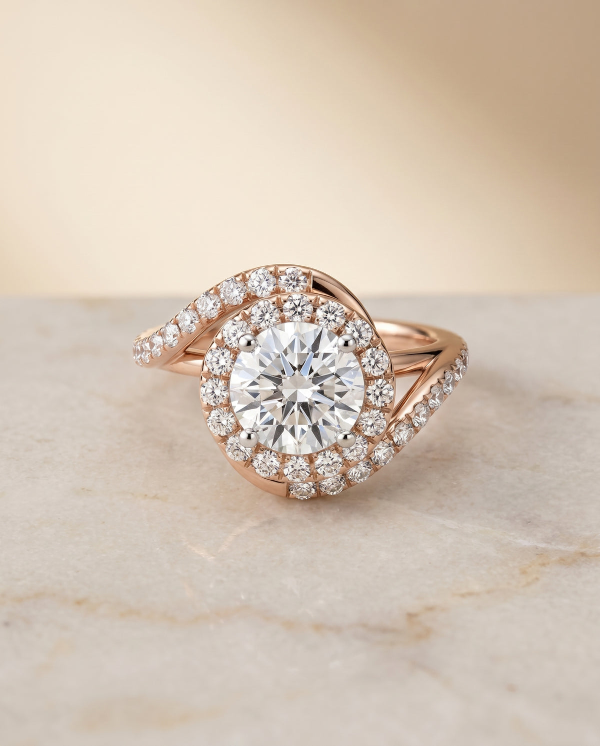 The Ariana round engagement ring setting in 14K Rose Gold | RockHer