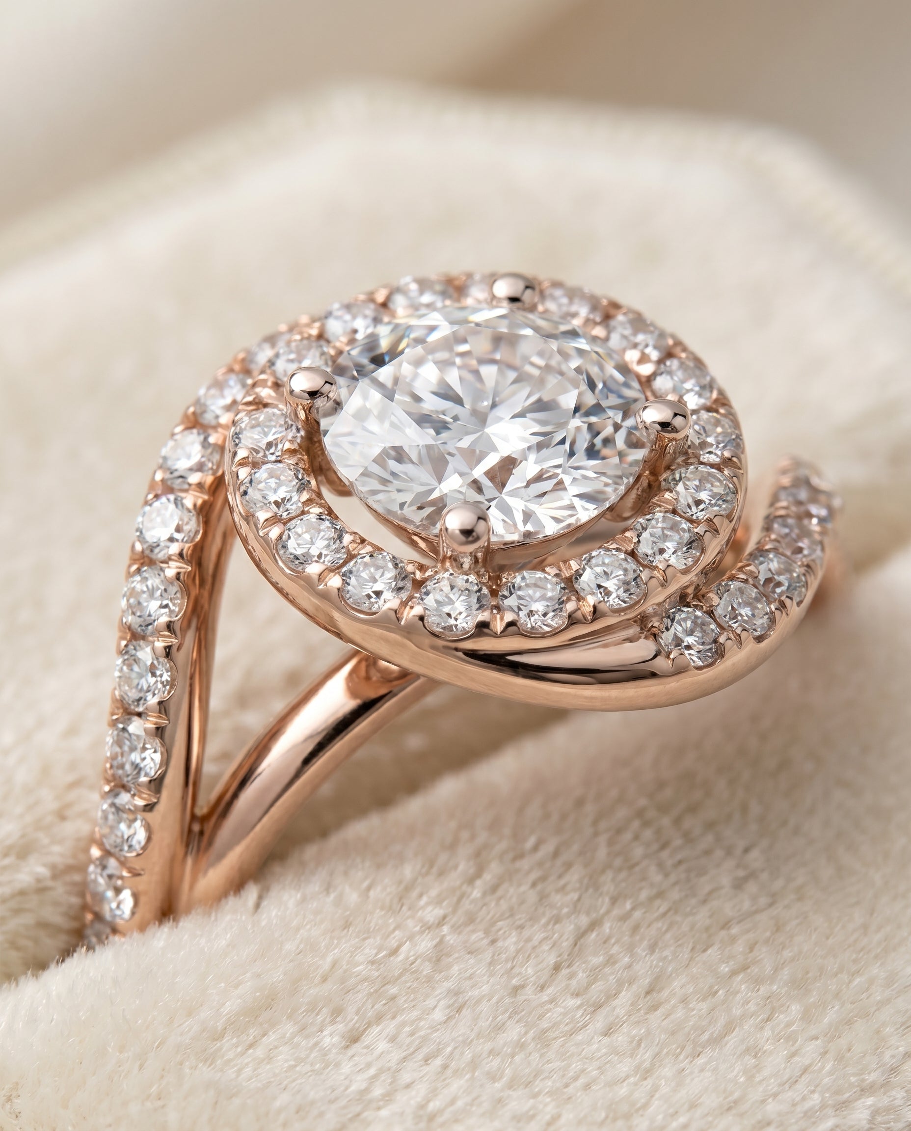 14K Rose Gold band of The Ariana round engagement ring setting | RockHer
