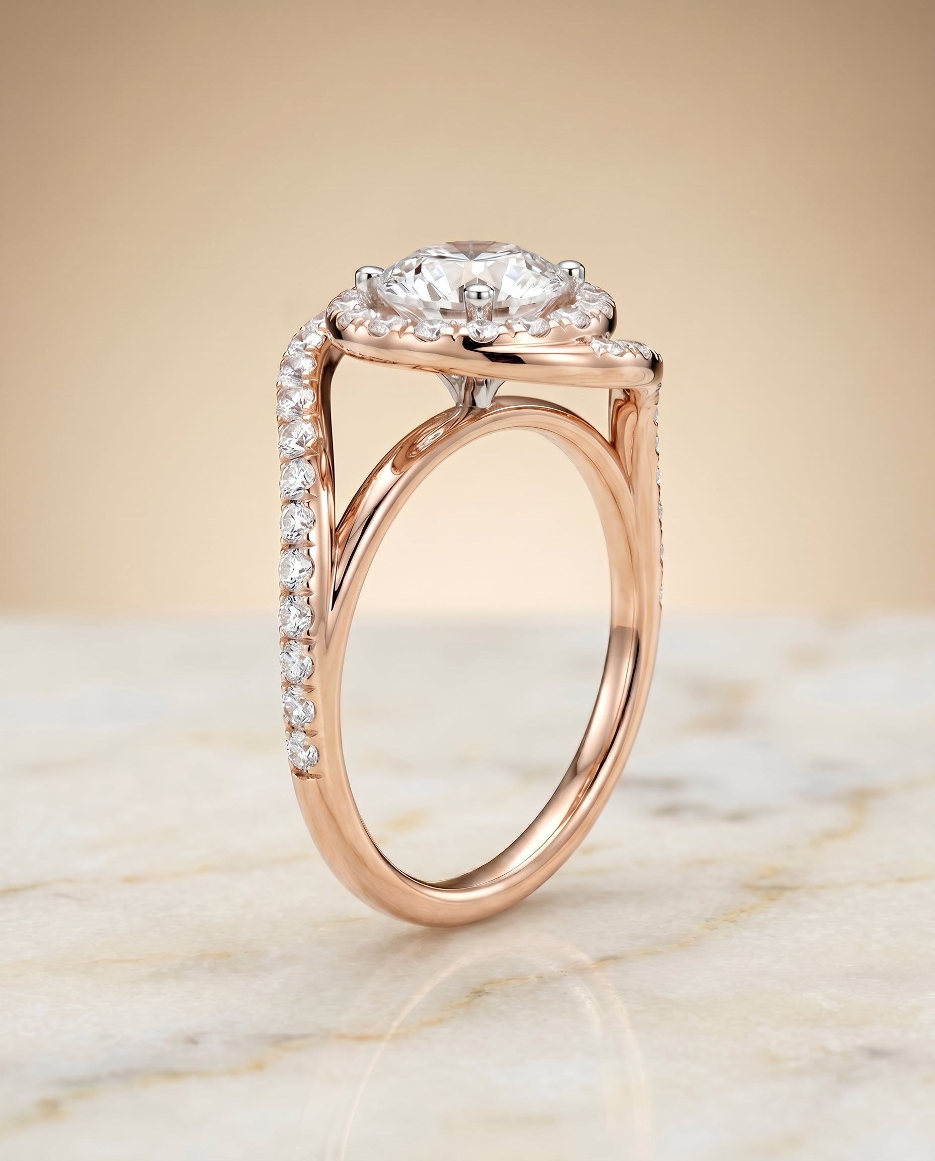 Swirl Halo styling on The Ariana round engagement ring setting | RockHer
