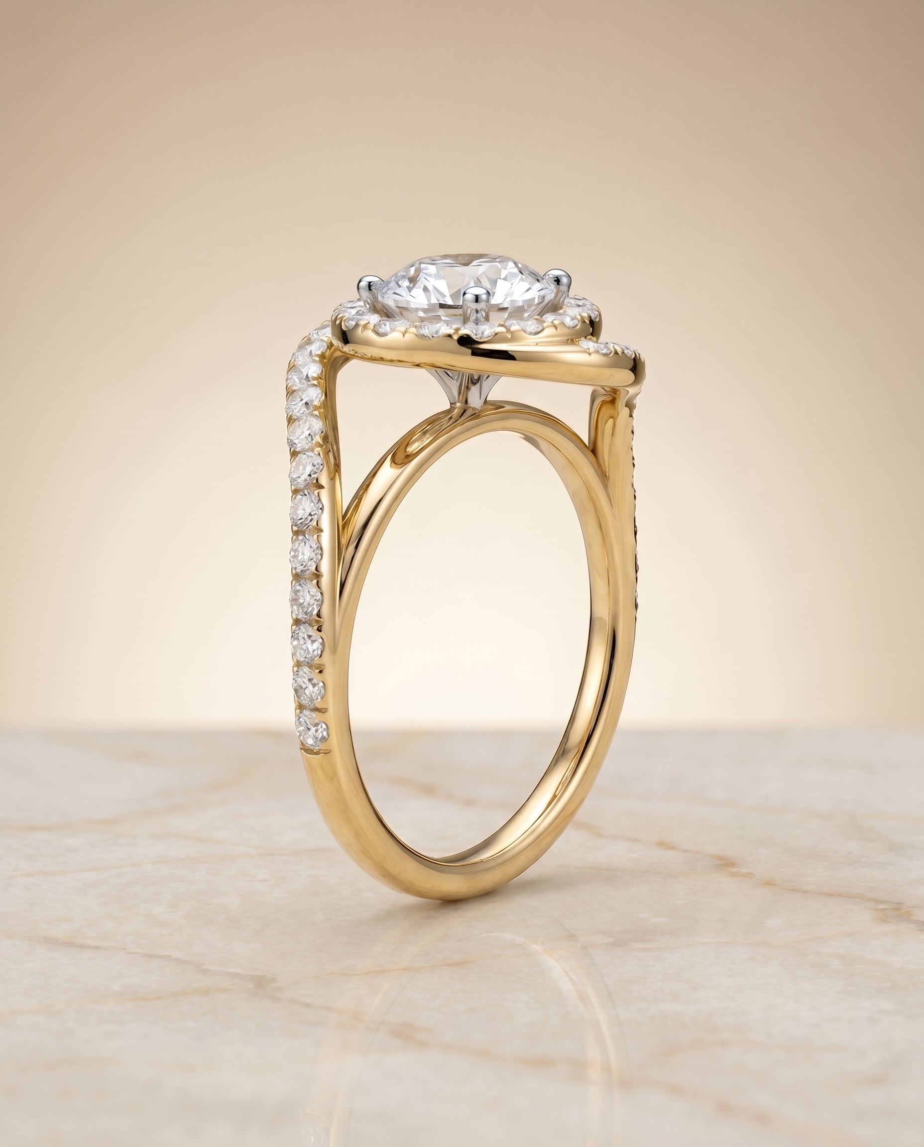 Swirl Halo styling on The Ariana round engagement ring setting | RockHer