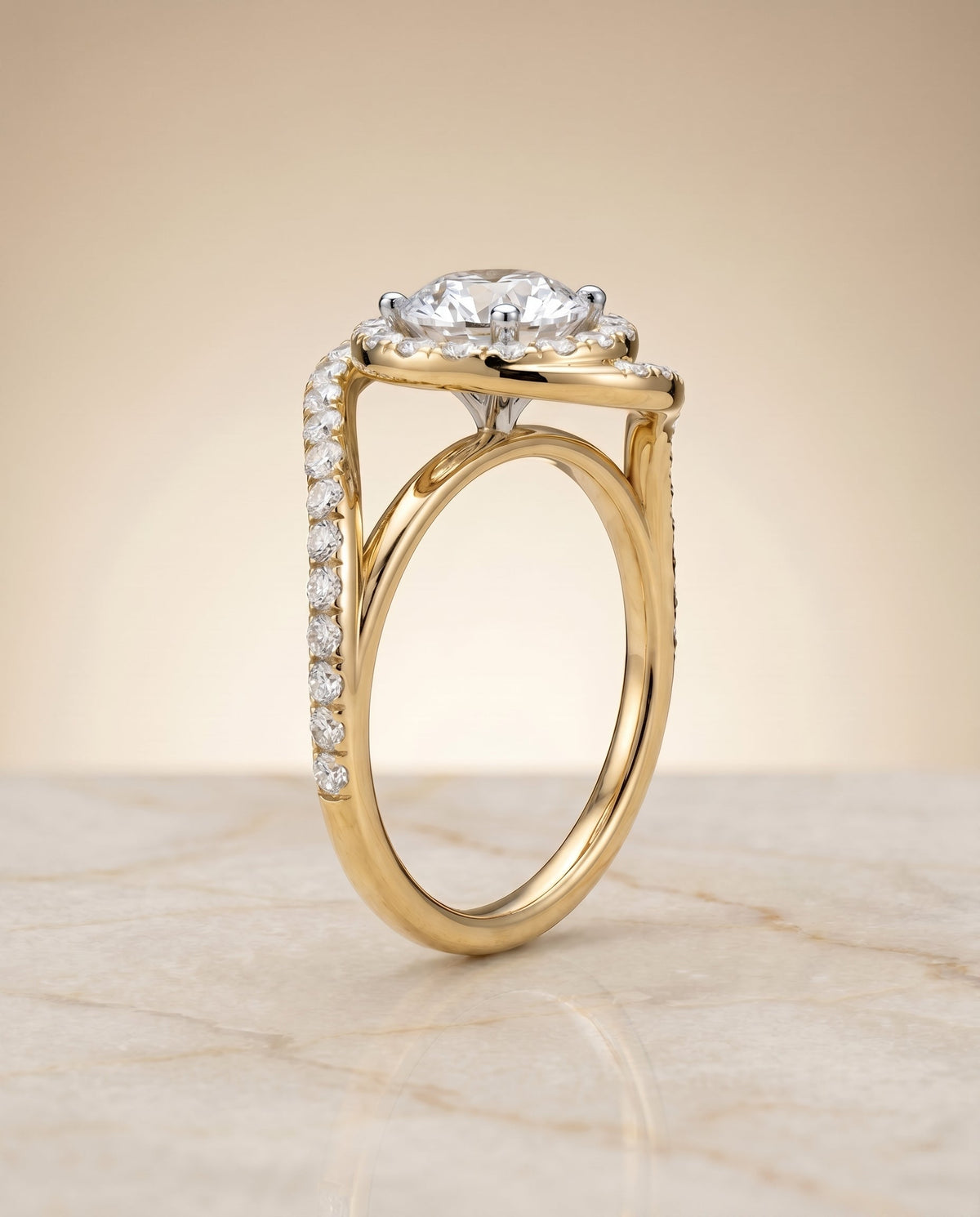 Select Swirl Halo styling on The Ariana round engagement ring setting | RockHer