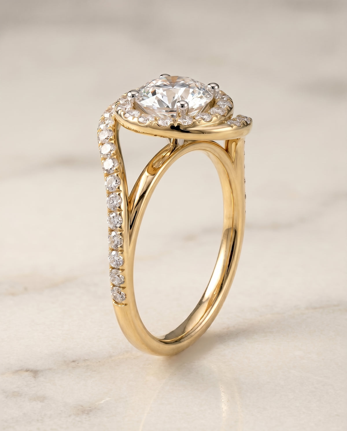 The Ariana round engagement ring setting in 18K Yellow Gold | RockHer