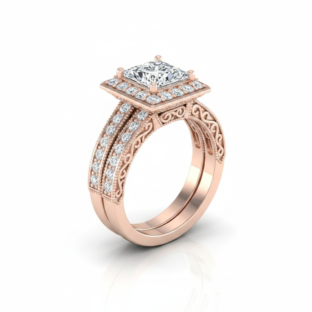 The Talea Matching Wedding Band, Princess in 14K Rose Gold