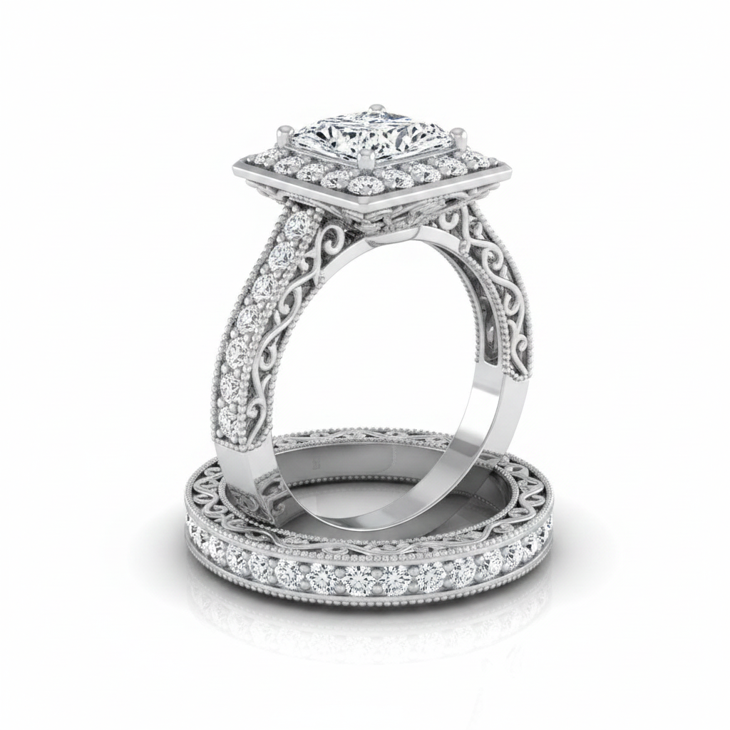 The Talea Matching Wedding Band, Princess in 18K White Gold