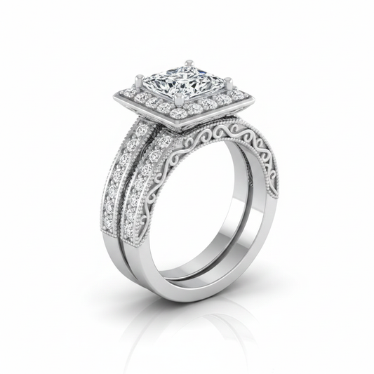 The Talea Matching Wedding Band, Princess in Platinum