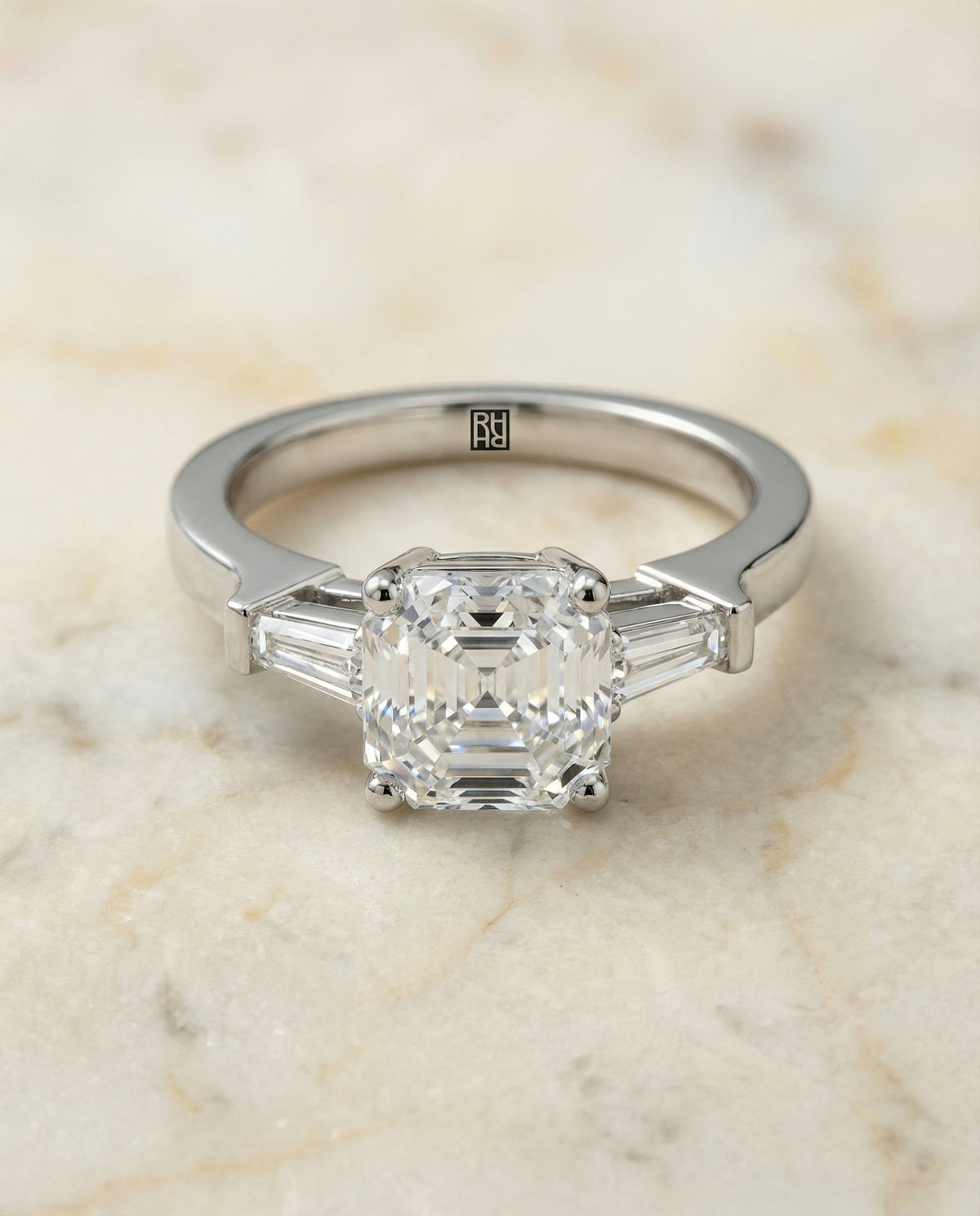 The June asscher engagement ring setting in Platinum | RockHer