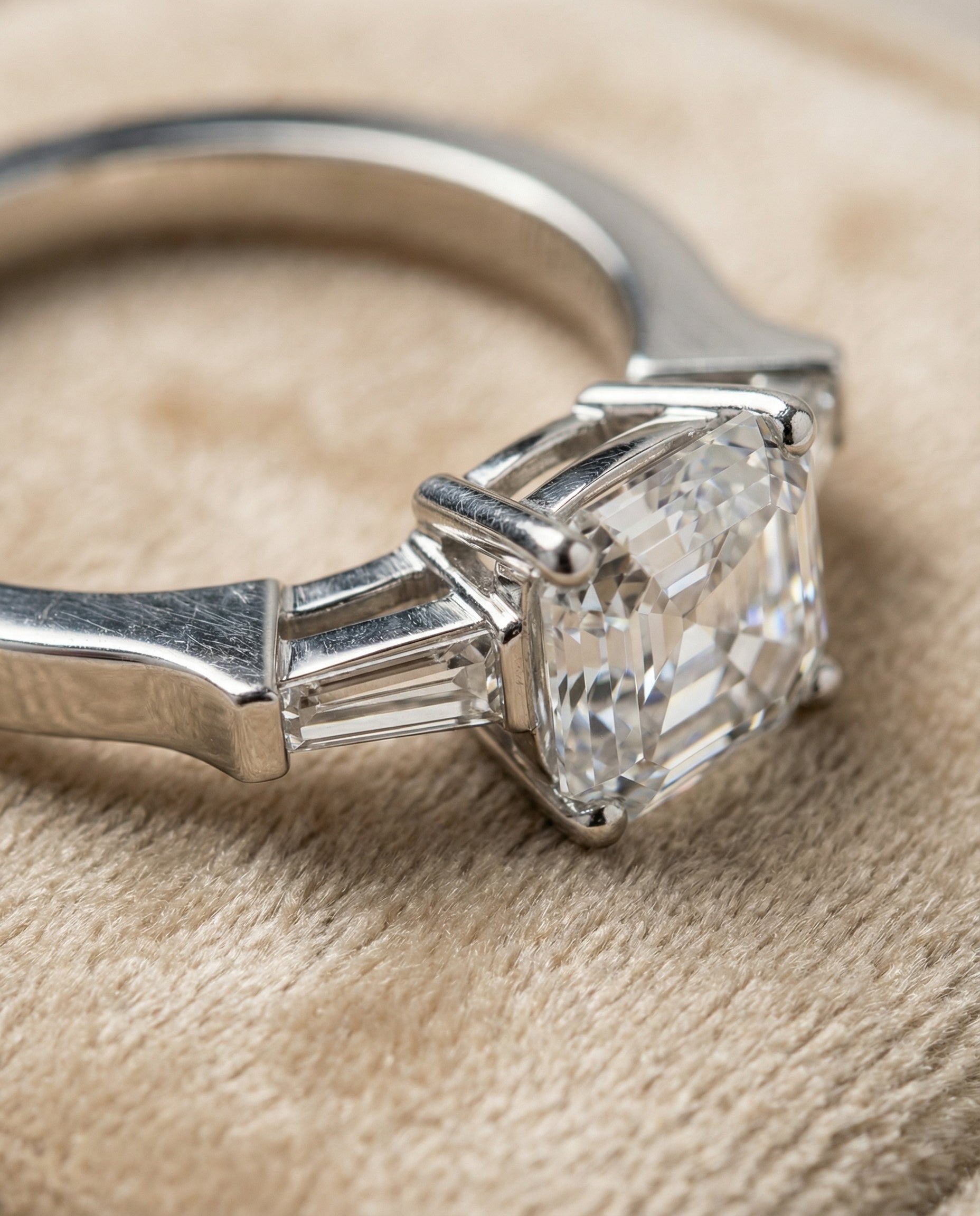 Platinum band of The June asscher engagement ring setting | RockHer