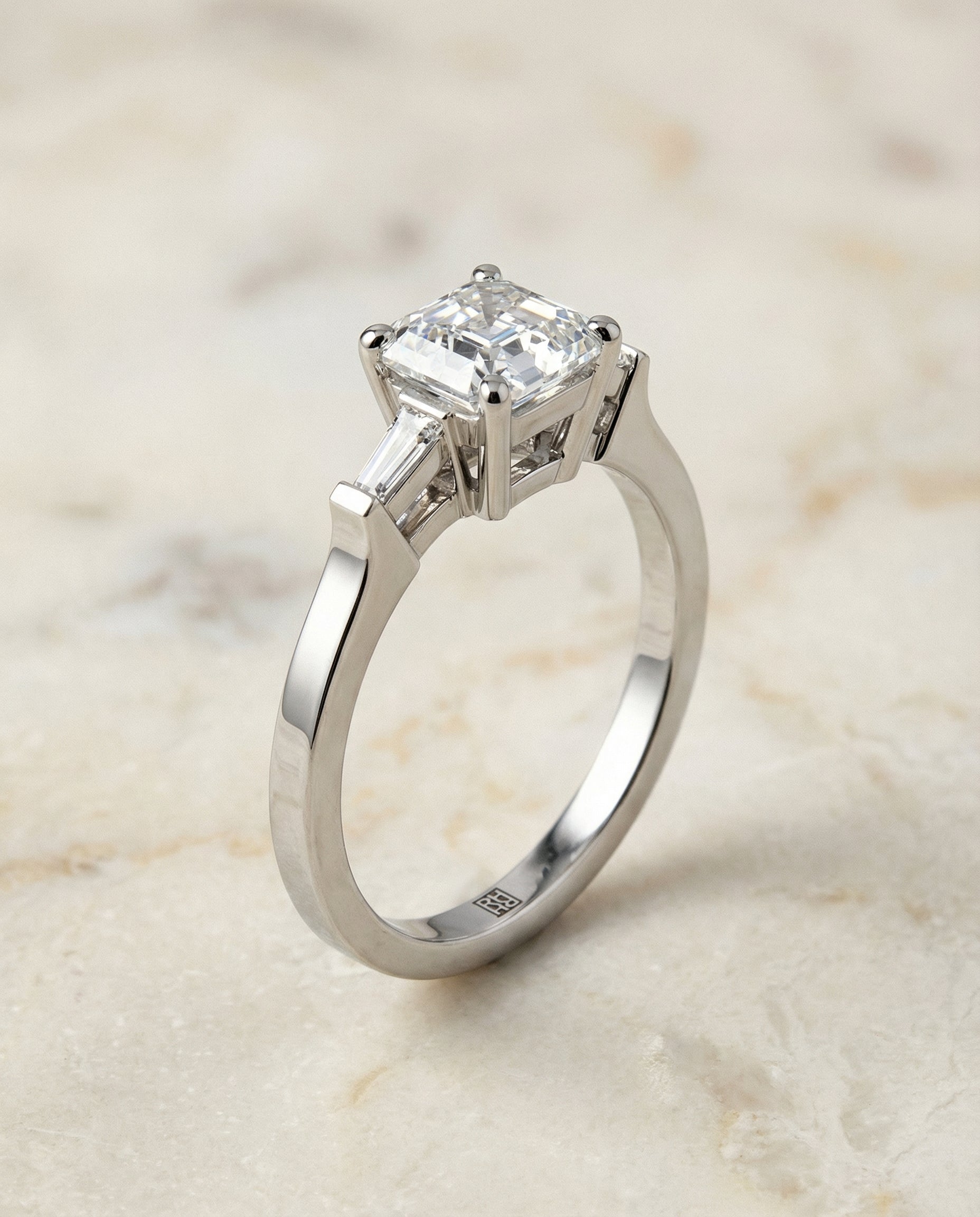 Three Stone Cut styling on The June asscher engagement ring setting | RockHer