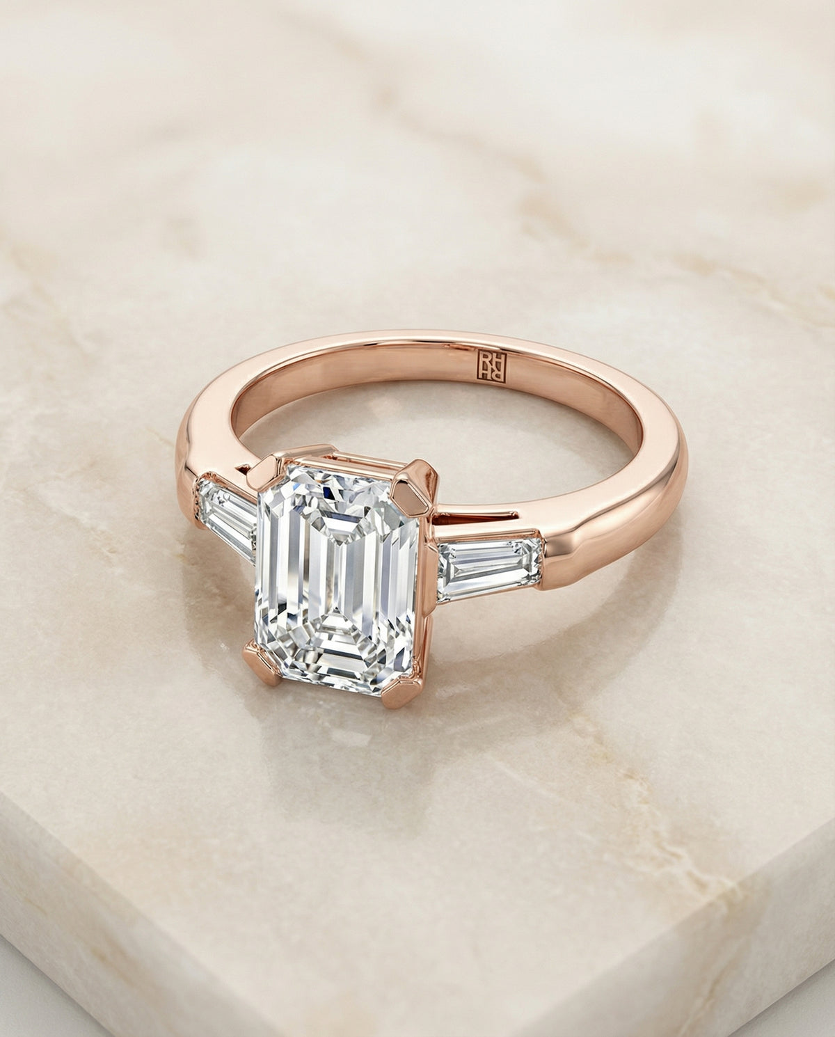 The Caroline emerald engagement ring setting in 14K Rose Gold | RockHer