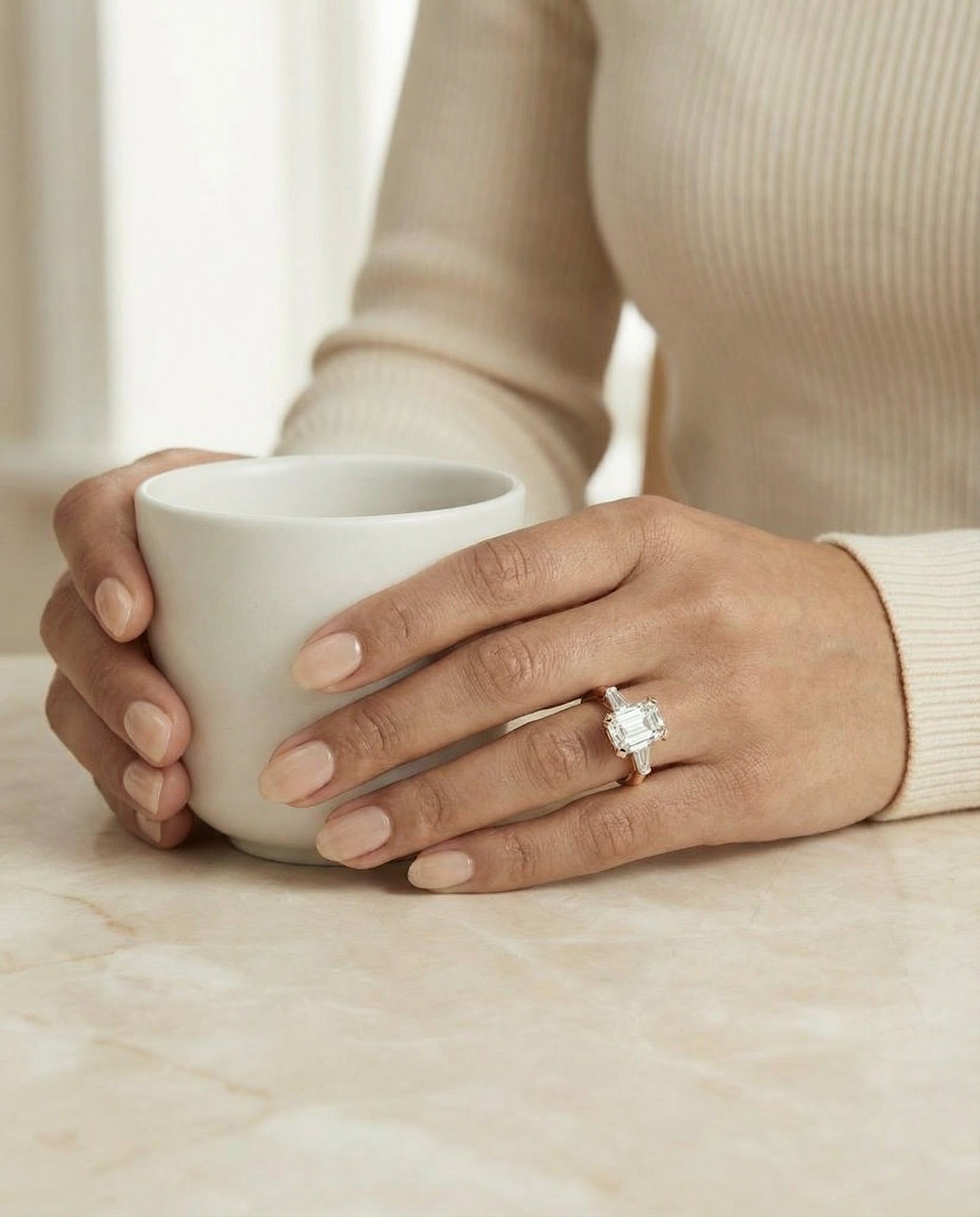 Made to order: The Caroline emerald engagement ring setting in 14K Rose Gold | RockHer