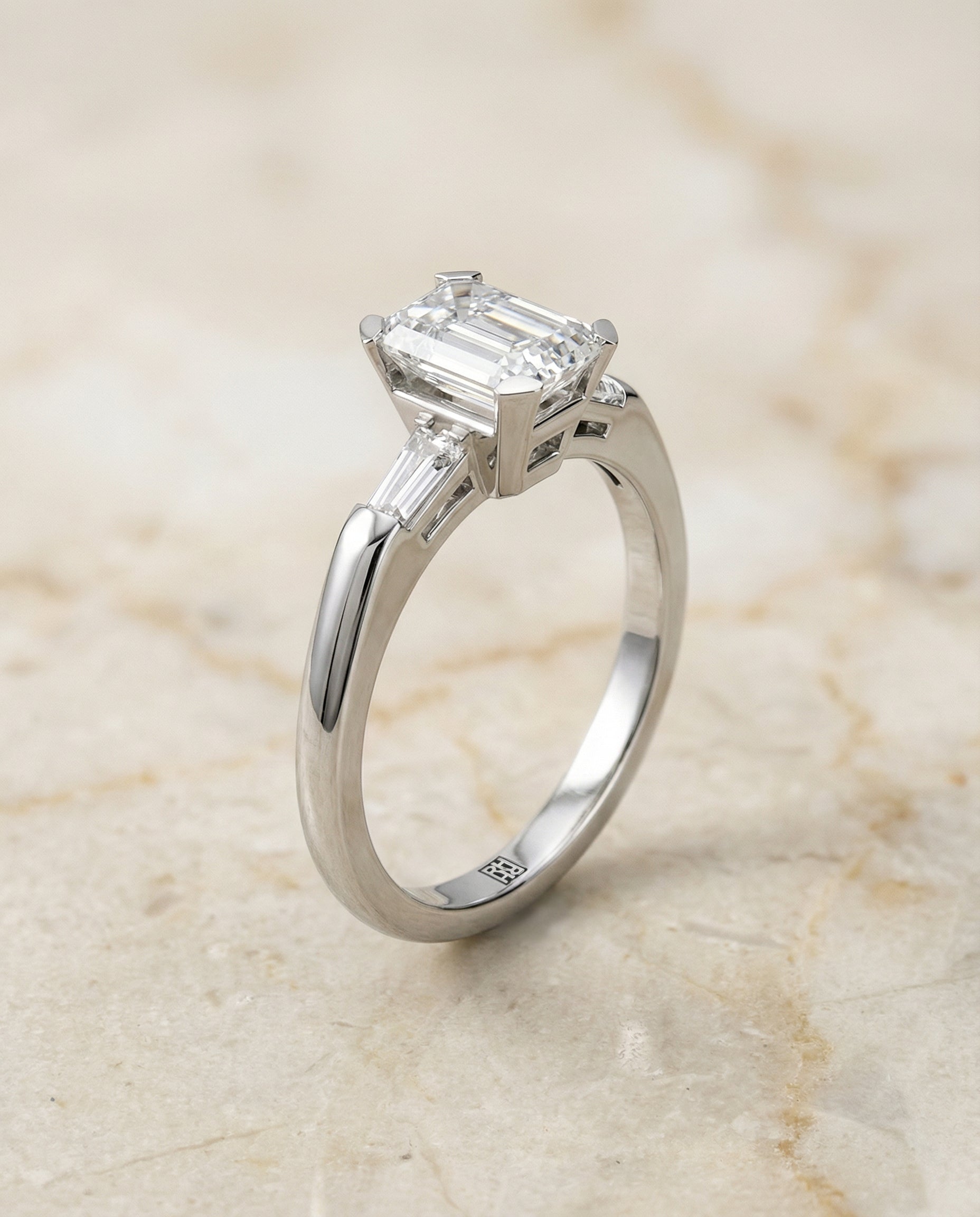 The Caroline emerald engagement ring setting in Platinum | RockHer