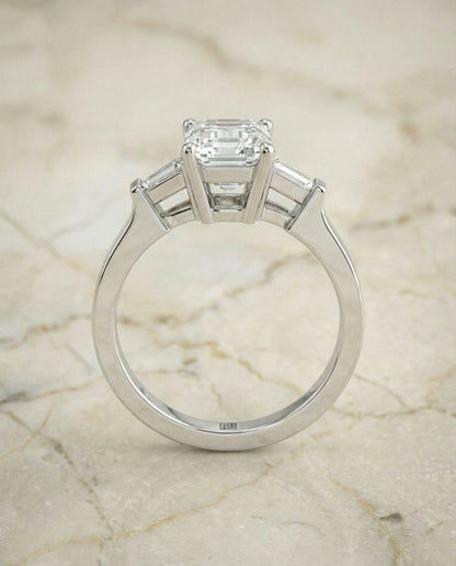 The June Select Three Stone Engagement Ring with Lab Diamond in 18K White Gold — view 6