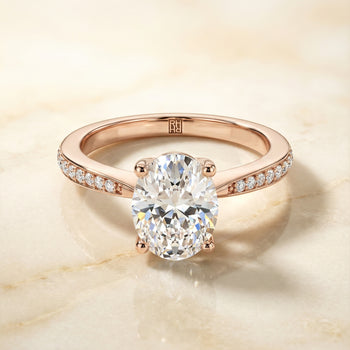 The Carrie Pavé Oval Engagement Ring Setting in 14K Rose Gold