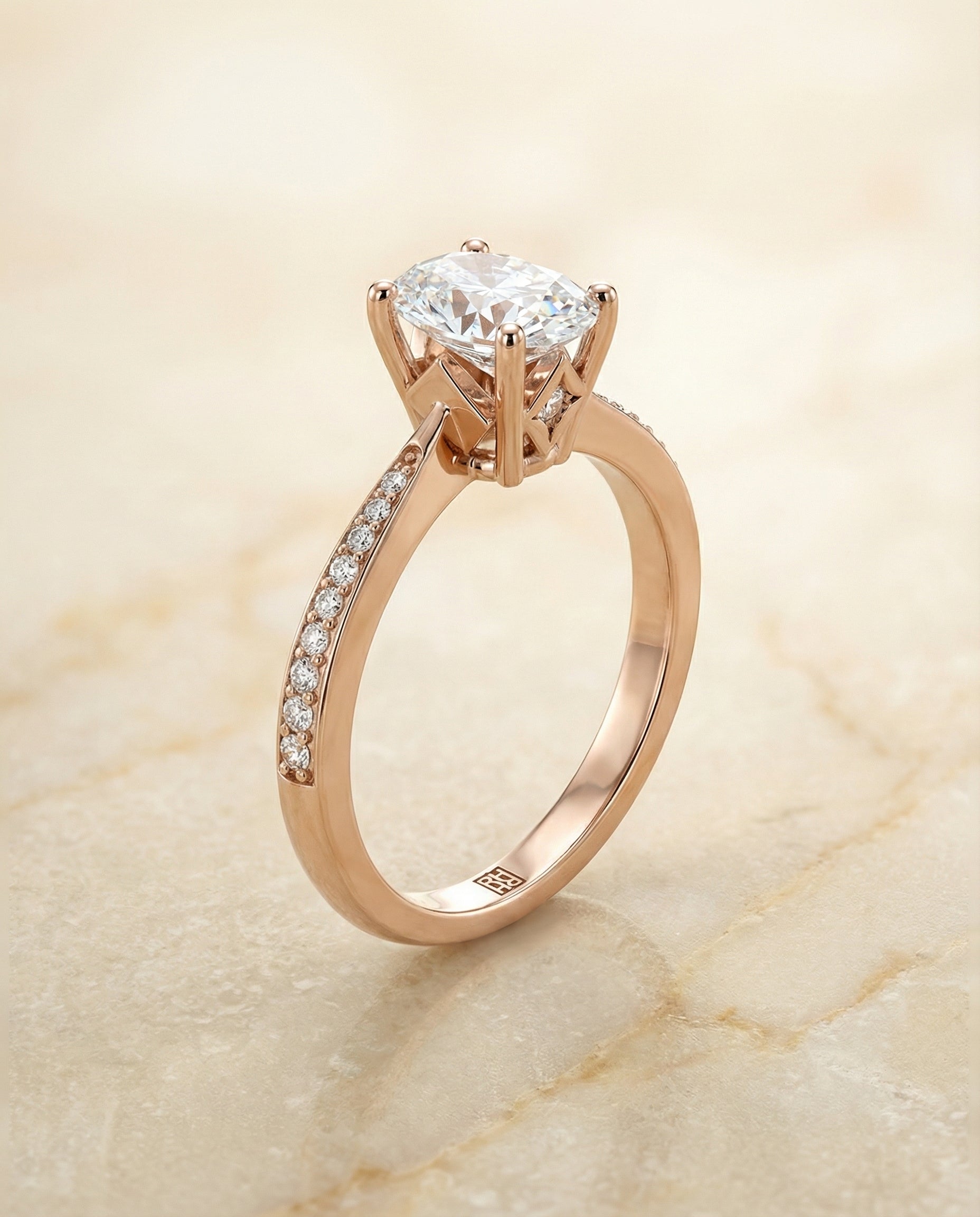 Pavé styling on The Carrie oval engagement ring setting | RockHer