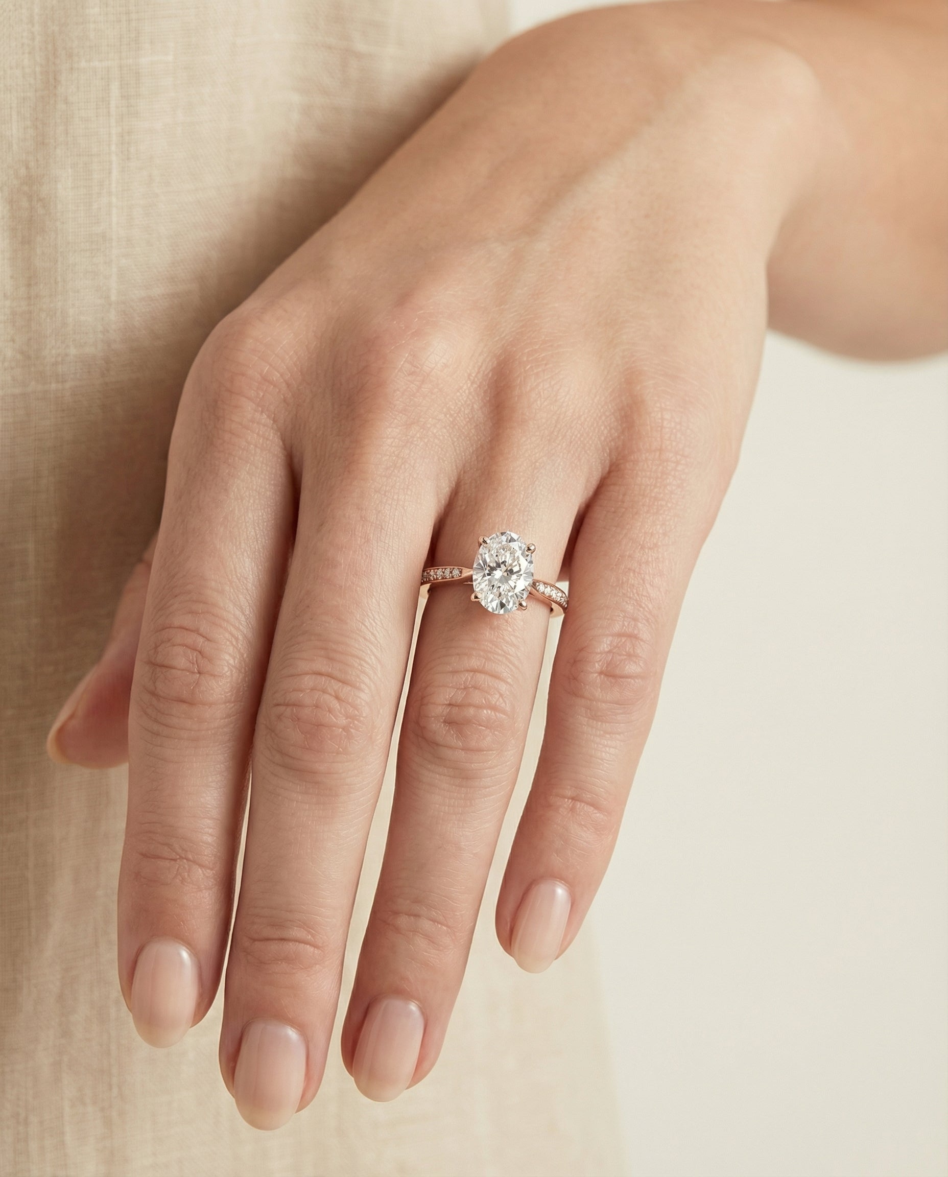 The Carrie setting for oval diamonds, made to order in 14K Rose Gold | RockHer