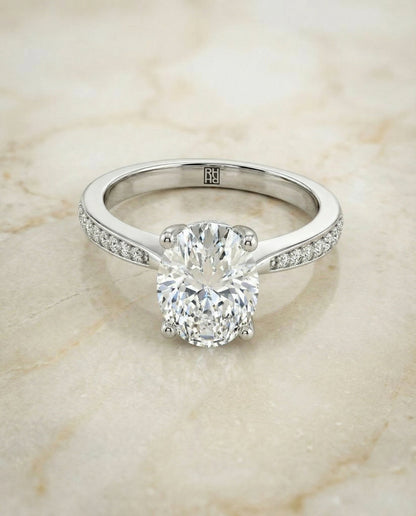 The Carrie Select Engagement Ring Engagement Ring with Lab Diamond in 18K White Gold — view 1