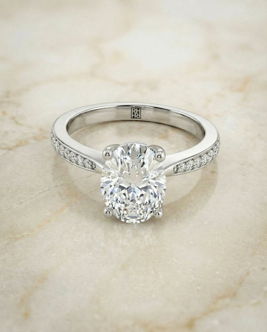 The Carrie Select Engagement Ring Engagement Ring with Lab Diamond in 18K White Gold — view 1