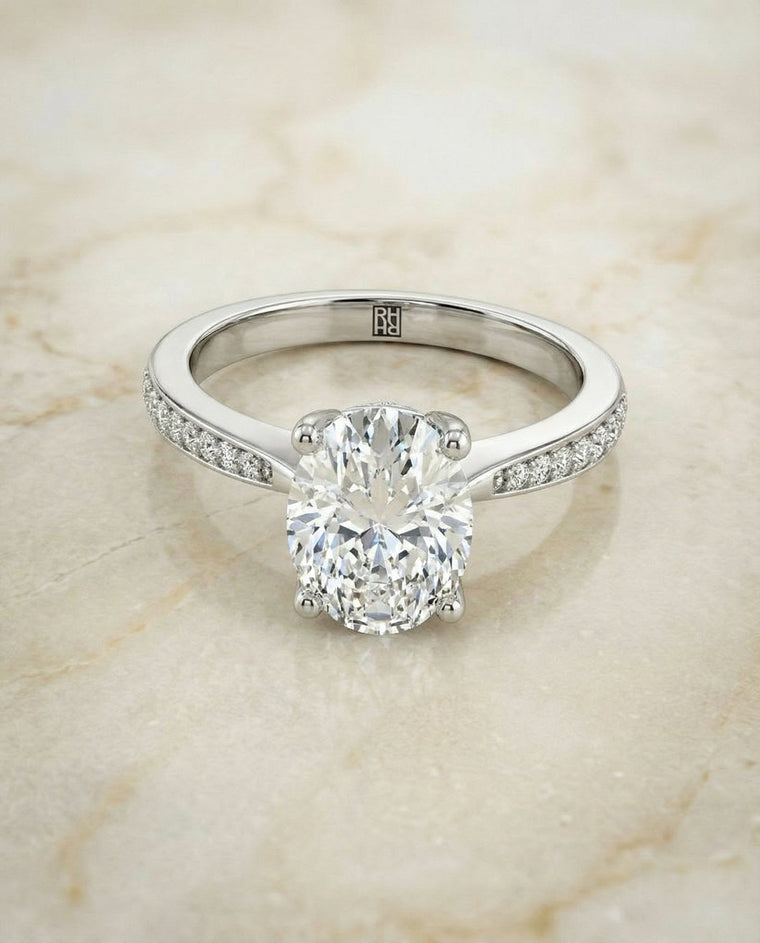 The Carrie Select Diamond Oval Lab Diamond Engagement Ring in 18K White Gold