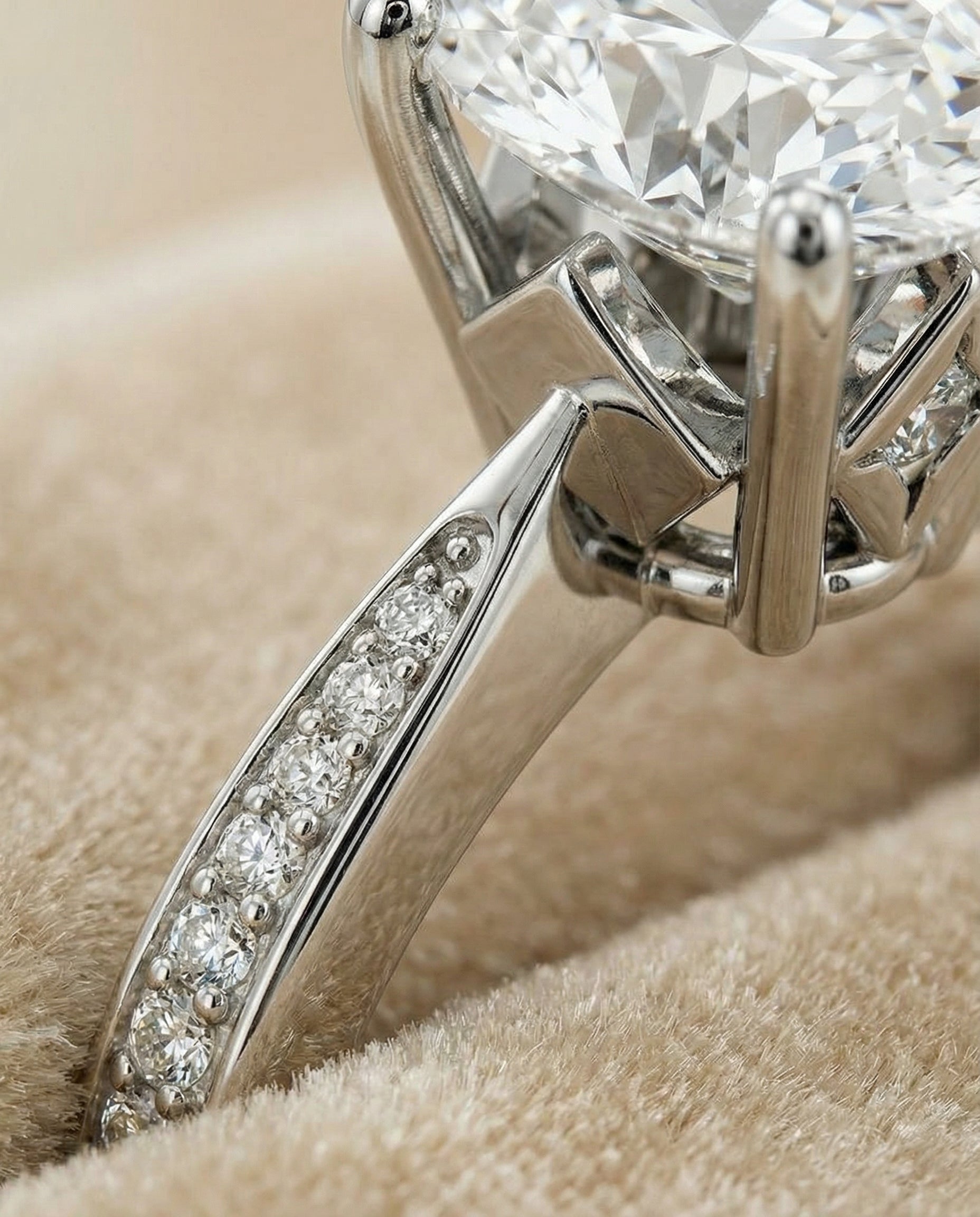 18K White Gold band of The Carrie oval engagement ring setting | RockHer