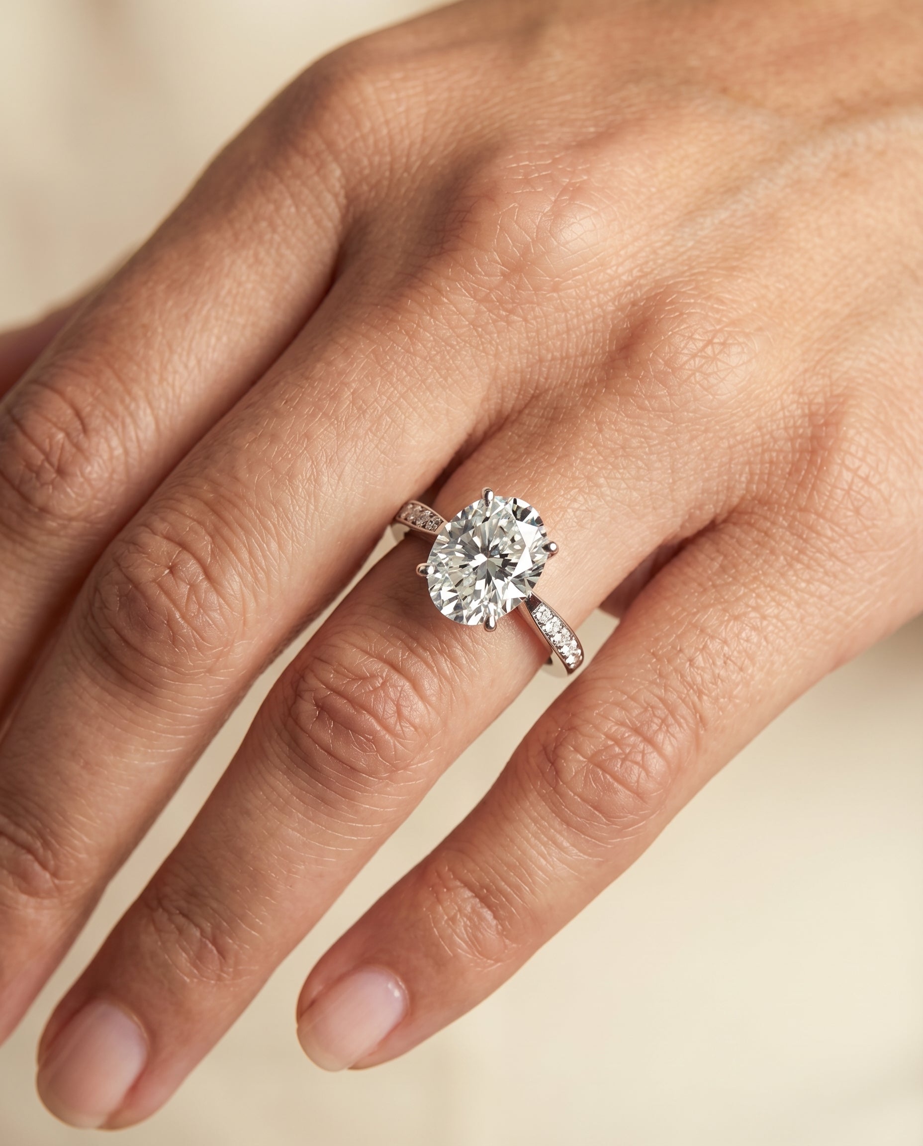 The Carrie engagement ring setting in 18K White Gold, pavé design | RockHer