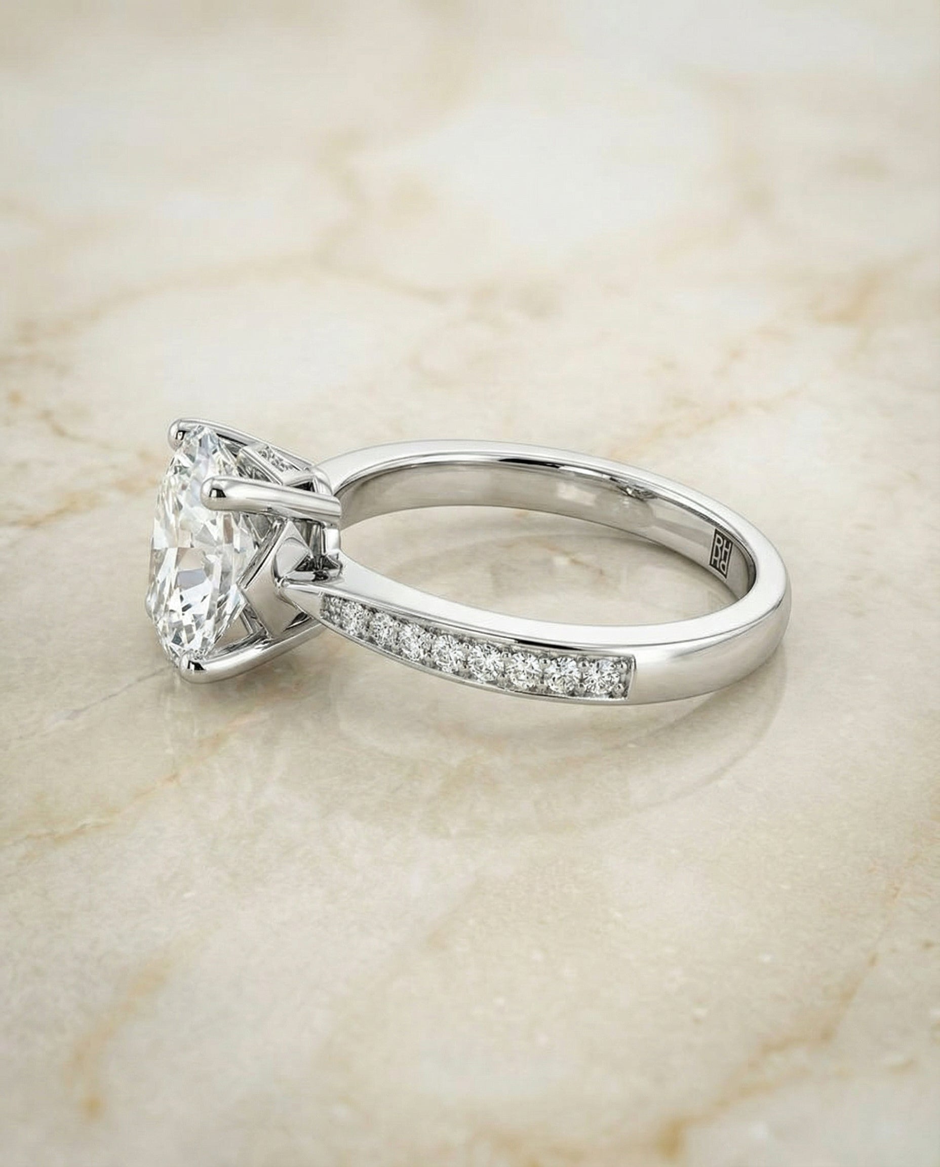 The Carrie pavé engagement ring setting, shown in 18K White Gold | RockHer