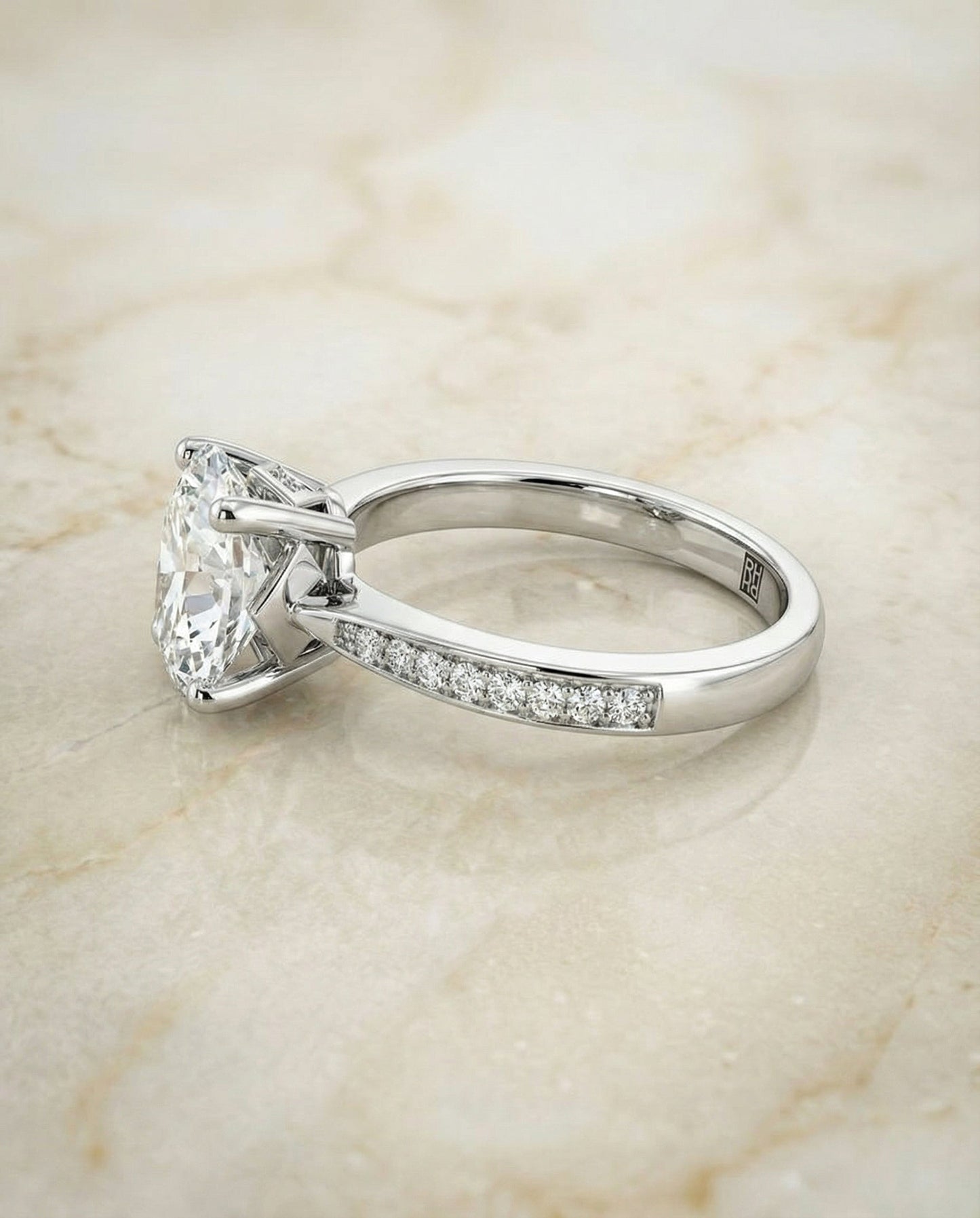 Carrie Select tapered pavé oval oval ring in 14K White Gold — side — RockHer
