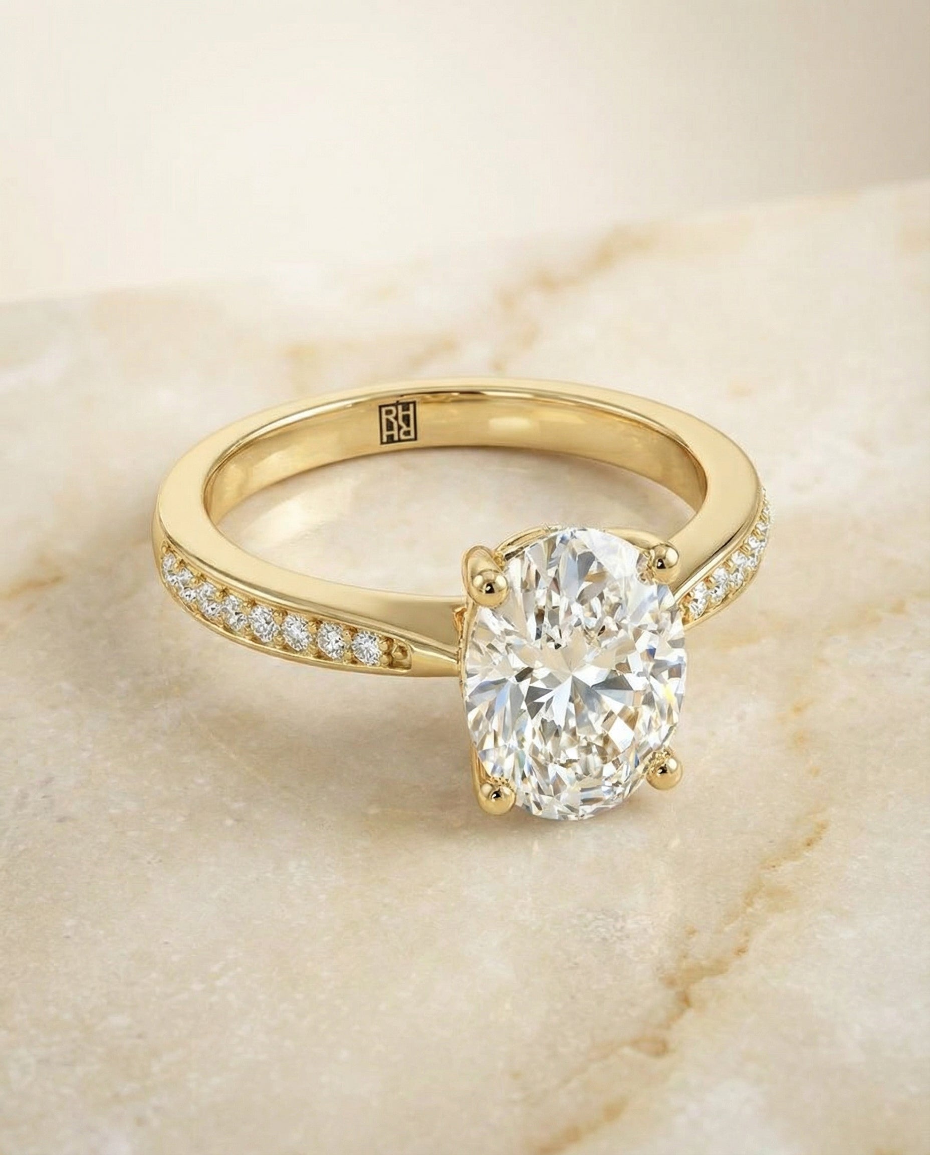 The Carrie oval engagement ring setting in 18K Yellow Gold | RockHer