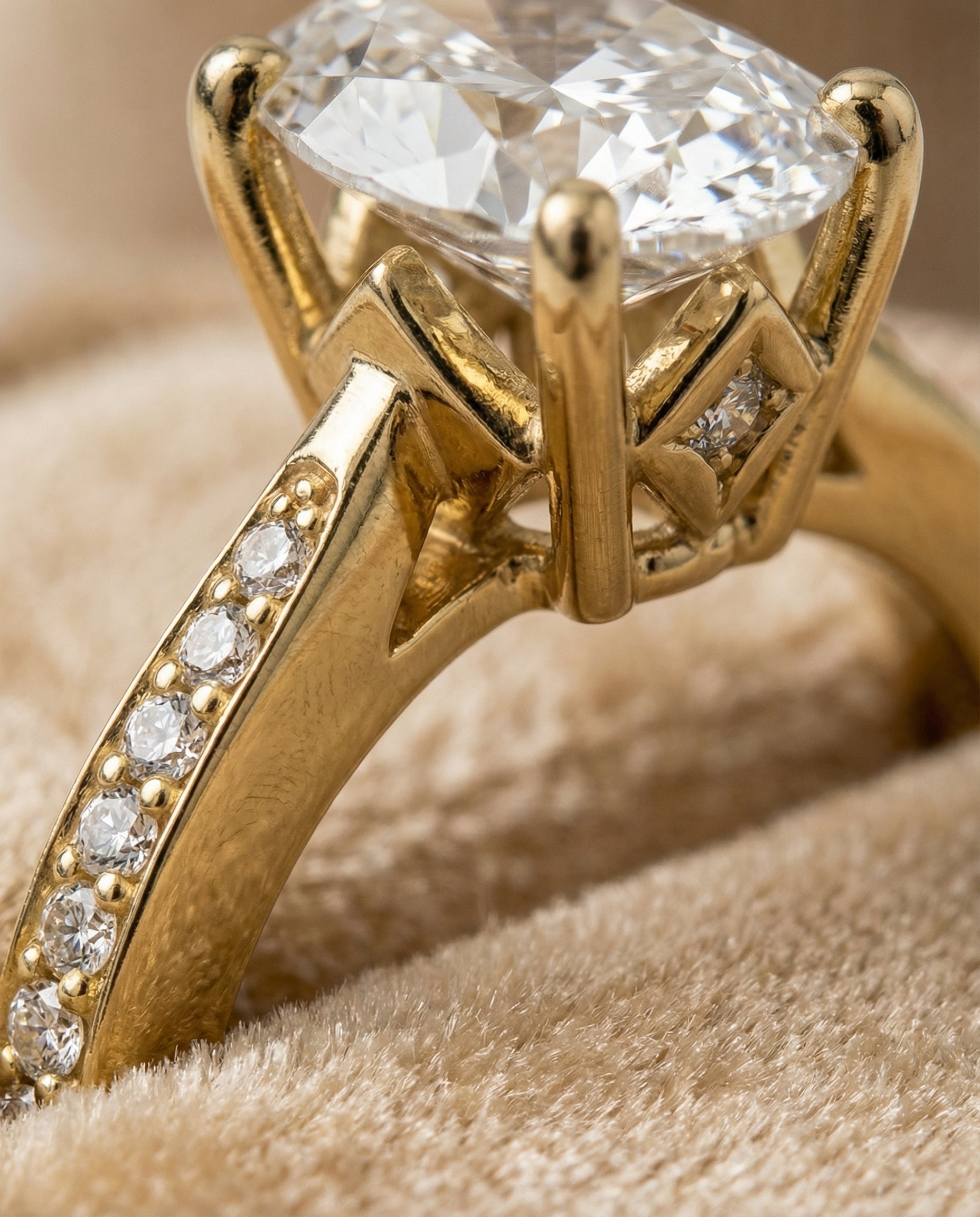 18K Yellow Gold band of The Carrie oval engagement ring setting | RockHer